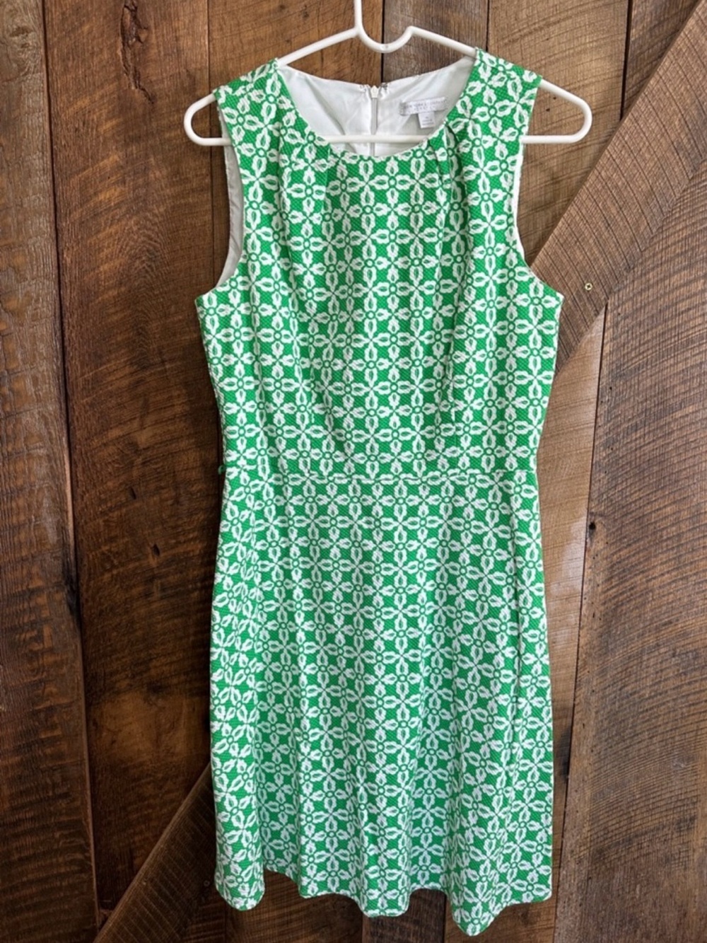 New York & Company Stretch Green White Dress Sleeveless Size 10 EUC F12 - Picture 2 of 9